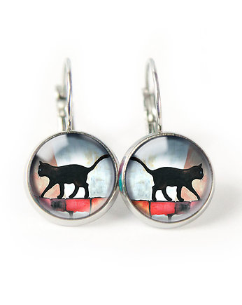 BLACK CAT kolczyki wiszące, muamua design