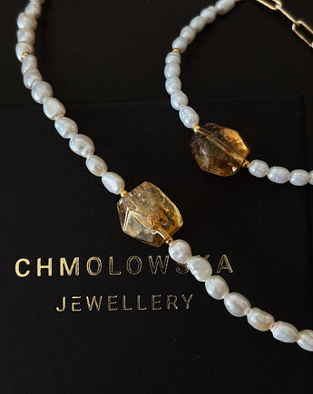Naszyjnik z pereł naturalnych Cytryn, Chmolowska Jewellery