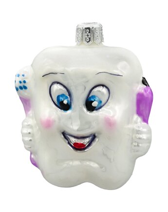 Bombka choinkowa: Ząbek z pastą i szczoteczką: fioletowy, Syn Bombkarza