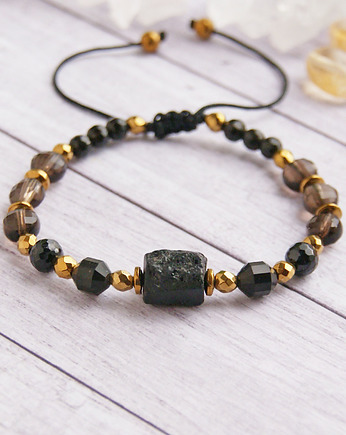 OCHRONNA bransoletka - turmalin, obsydian, kwarc, kaktusia