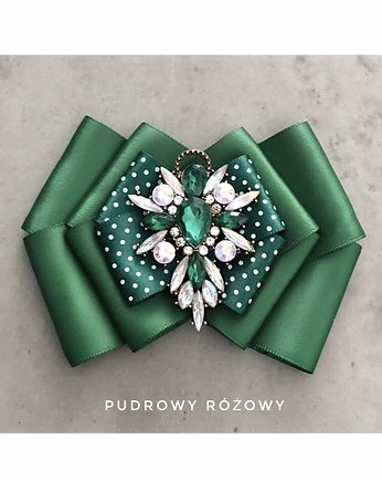 Zielona Brosza w kropki z cudownym kryształem NEW, Pudrowy Różowy