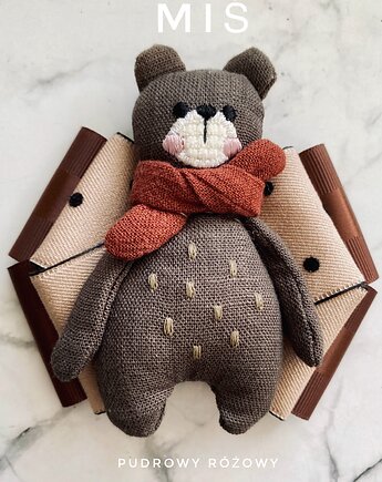 Artystyczna Brosza z niesamowitym Misiem! Pop Art MIŚ, Pudrowy Różowy