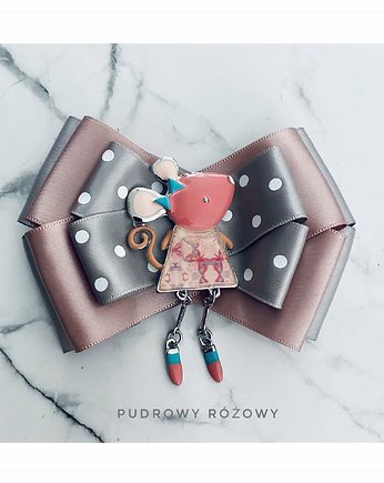 Brosza  z Myszką w stylu Pop Art, Pudrowy Różowy