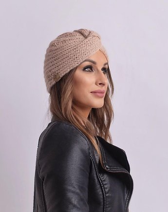 Ręcznie robiony turban kolor beżowy, eddfupanda