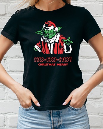 Koszulka damska organiczna Yoda Christmas, ART ORGANIC