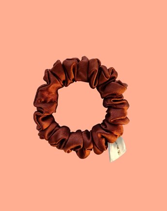 Gumka jedwabna, scrunchie, gumka do włosów miedziany zachód MINI, Capillum