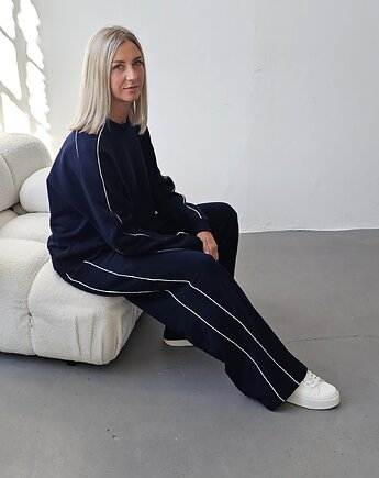 Kai komfortowy komplet z lamówką navy granatowy, Ablush