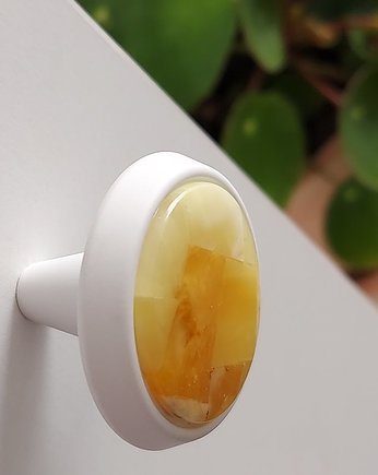 Bursztynowa gałka meblowa modernhome biały/słoneczny, Amber Decor