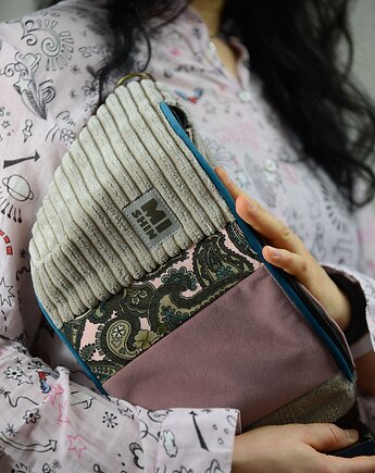 Patchworkowa Nerka L - XL  beżowo - różowa  energetyczne wnętrze, MISHIN Bags&More