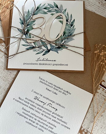Ręcznie robiona kartka na 30 jubileusz firmy  (30-lecie działalności), sorte