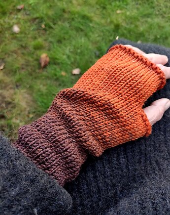 Palona pomarańcza / mitenki, agat handmade