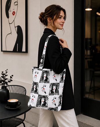 Torba shopper torba na zakupy shopperka torba zakupowa portret, Uszyciuch