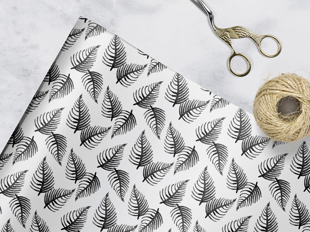 papier do pakowania - floral leaves 026white Wrap and Pack