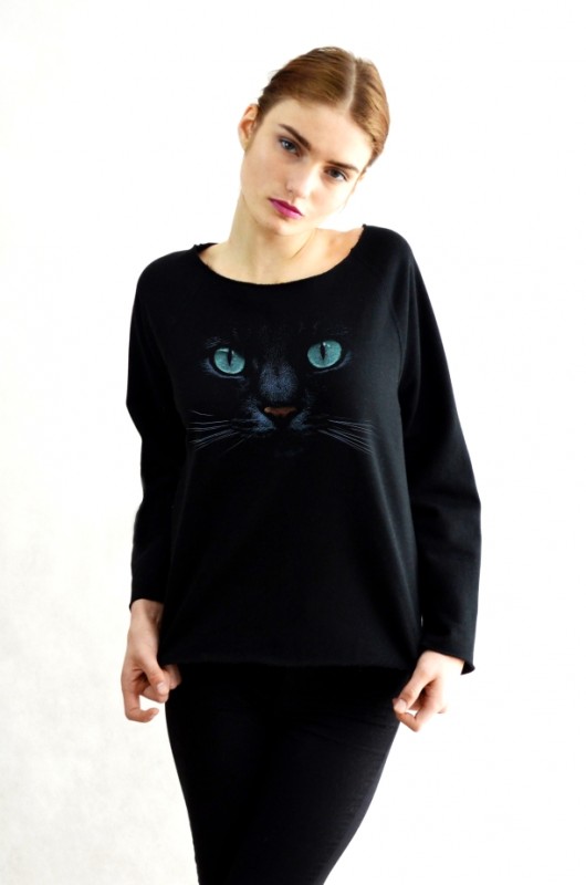 BLACK CAT czarna bluza oversize GAU great as You