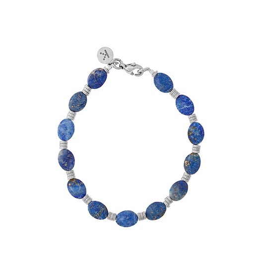 bransoletki z kamieni naturalnych Bransoletka Lapis Lazuli x Hematyt - srebrne hematyty