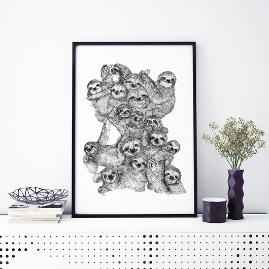 Rodzina Leniwców- grafika- ilustracja BOSKE