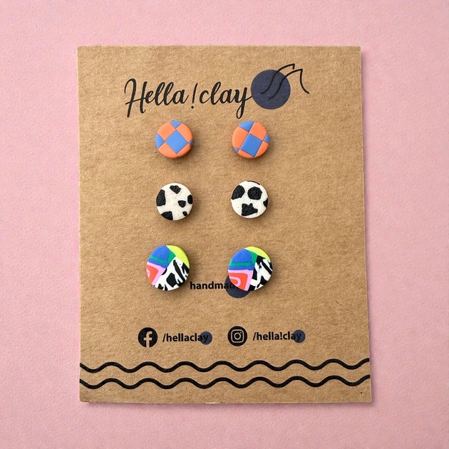 kolczyki z masy plastycznej Minikolczyki 3pack