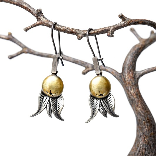 kolczyki srebrne Kolczyki srebrne - Jarzębina złota