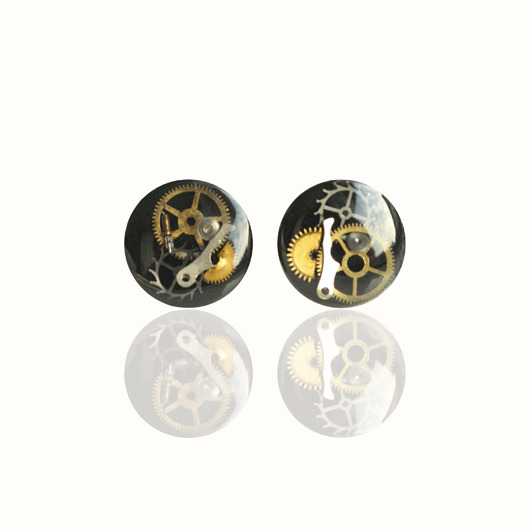 kolczyki z żywicy Steampunk Kolczyki Srebro 925