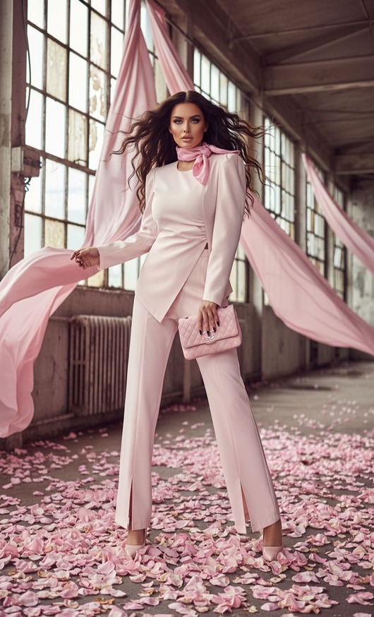 komplety damskie Komplet bluzka szerokie ramiona z  poduszkami + spodnie