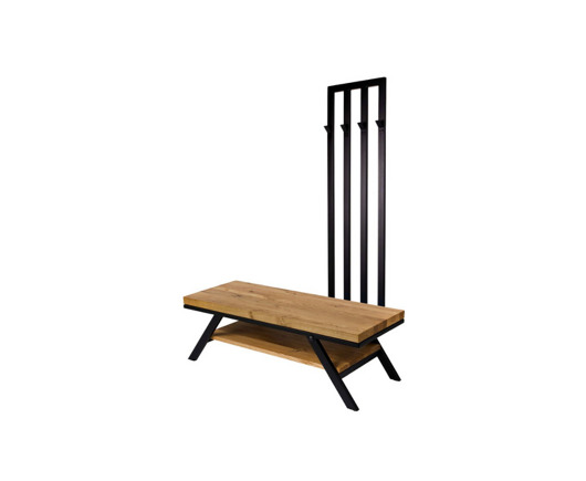 ławki Ławka Metalowa Z Wieszakiem Loft Siedzisko Drewno Lite Dąb LM-81