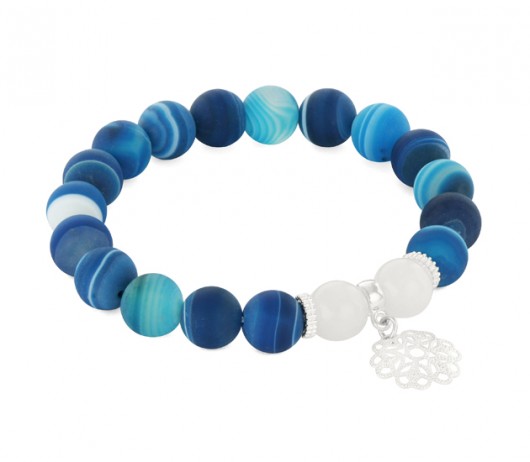 Mat blue agate with white jade & flower. Lavoga