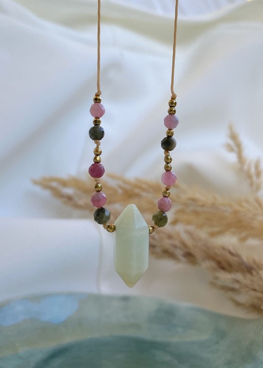 naszyjniki - inne Naszyjnik z Amazonitem i Zielonym Turmalinem