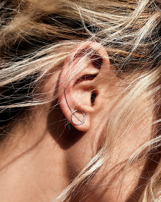 nausznice Kolczyk- nausznica Koło ze srebra na prawe ucho