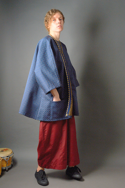 płaszcze damskie Płaszczyk kimonowy patchwork granatowy oversize