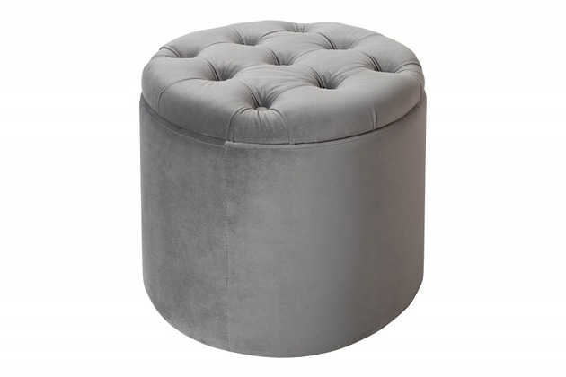 pufy do siedzenia Pufa puf ze schowkiem Barock srebrna 50cm