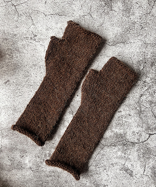 rękawiczki damskie Mitenki z wełny owczej i lamy czekoladowy brąz