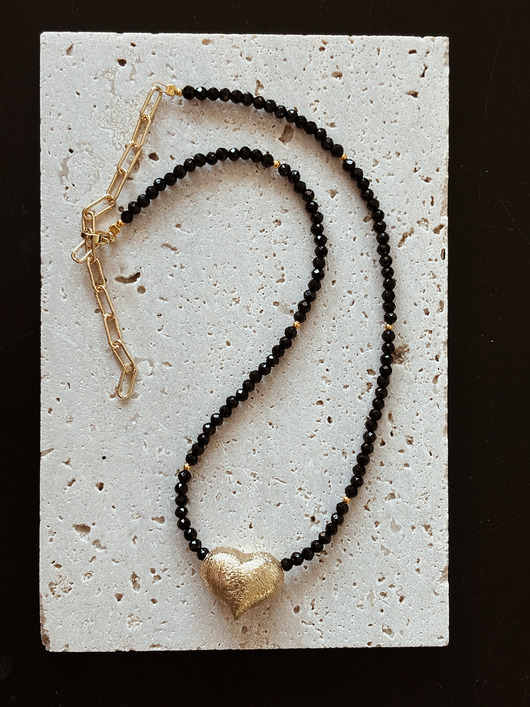 złote naszyjniki Naszyjnik Onyks Serce