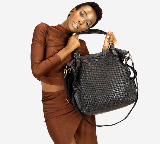 torby na ramię Miejska torebka skórzana  shopper vintage leather-czarna