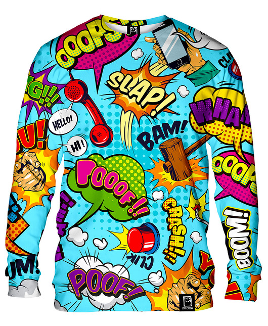 bluzy męskie Bluza Bez Kaptura Męska DR.CROW Komiks Blue