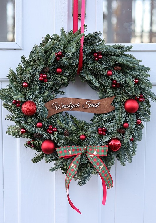 wianki bożonarodzeniowe Wianek Świąteczny z Jodły Nobilis, Naturalny Wianek Bożonarodzeniowy