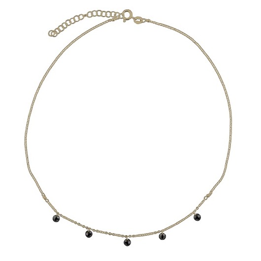 Srebrny pozłacany choker z cyrkoniami czarnymi ATdiament