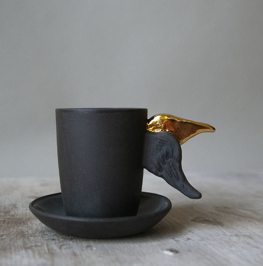 kubki i filiżanki Czarna porcelanowa filiżanka do espresso dla Małgorzaty