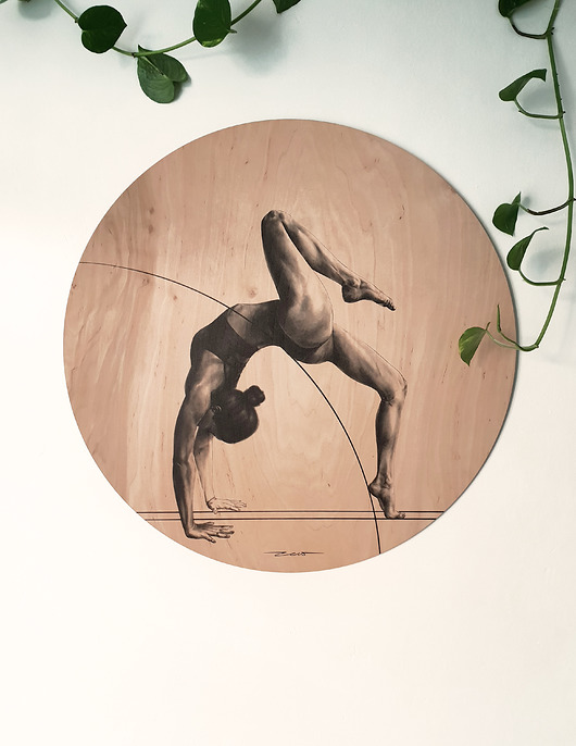JOGA URDHVA DHANURASANA kobieta grafika na sklejce zew.gallery
