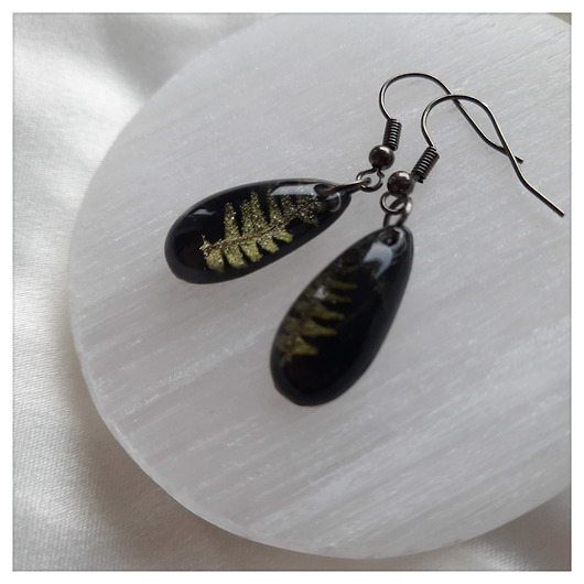 Kolczyki z paprocią "Asia" Figa handmade accessories