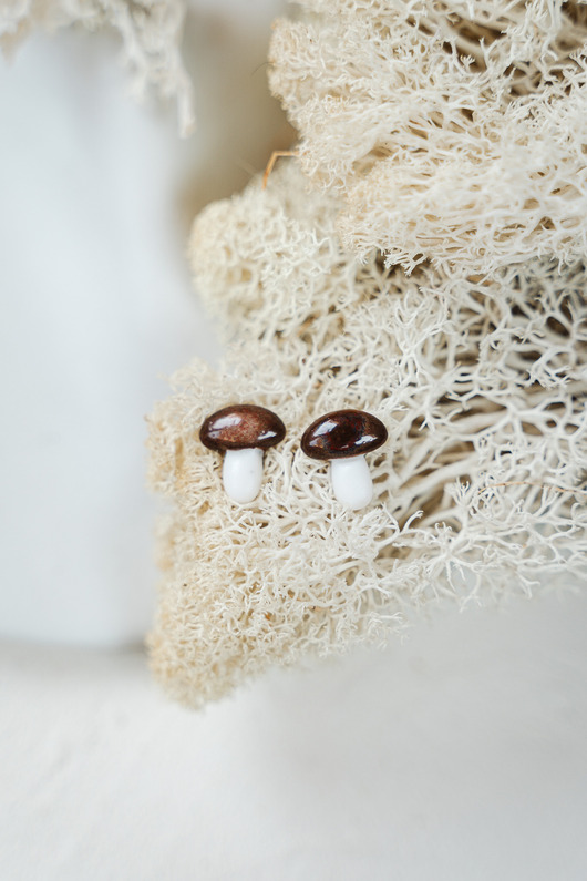 kolczyki ceramiczne Kolczyki porcelanowe FUNGI