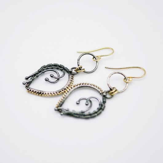 kolczyki pozłacane Srebrne kolczyki wire wrapping "Lethias"