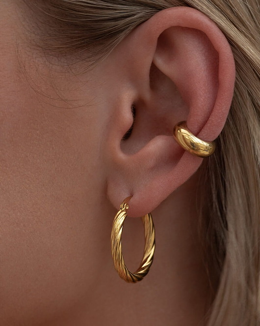 kolczyki pozłacane Złote modne kolczyki koła ze stali chirurgicznej pozłacane 18k złotem