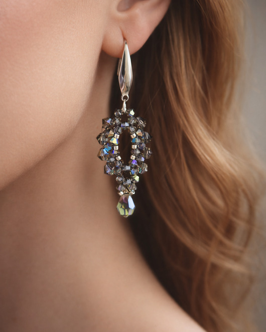 kolczyki szklane Długie Kolczyki "Black Diamond Glow"