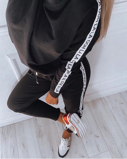 komplety damskie Komplet dresowy z lampasem OOH LA LA black