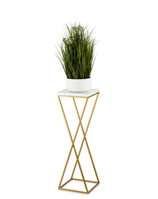 kwietniki Kwietnik Metalowy Stripes White and Gold 70 cm
