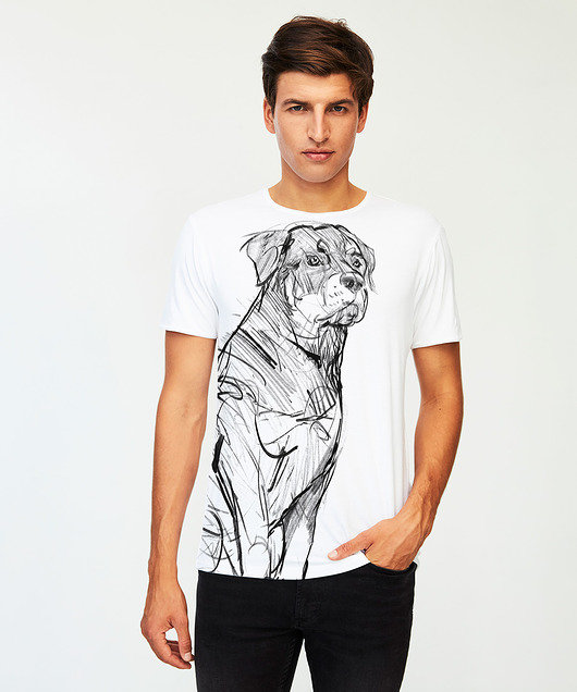 t-shirty męskie Rottweiler Dog Men's T-shirt white