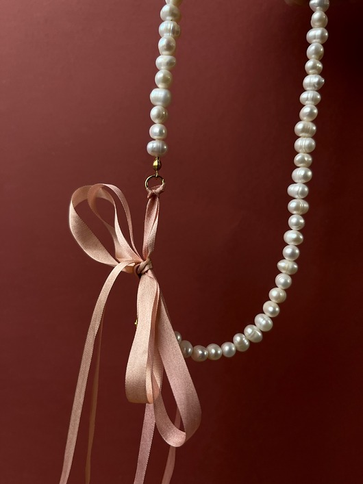 naszyjniki - inne Naszyjnik Pearl & Silk Rose