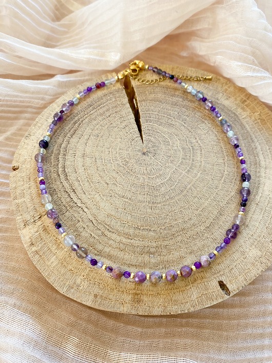 korale Naszyjnik z kamieni naturalnych fioletowy 46 cm