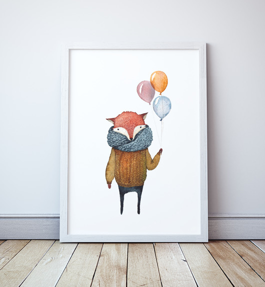 PLAKAT dla dzieci Balonowo 1, styl skandynawski  Wallie Studio Dekoracji