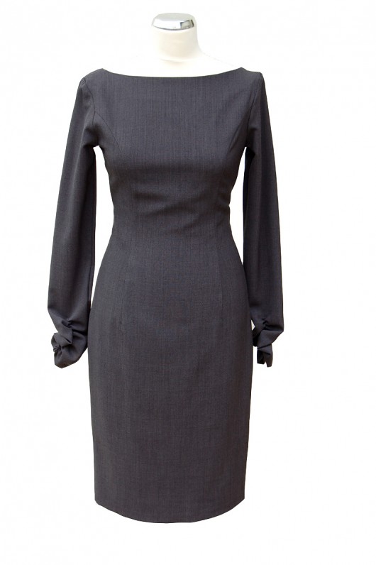 Dress with long sleeves 38 grafit Kasia Zapała